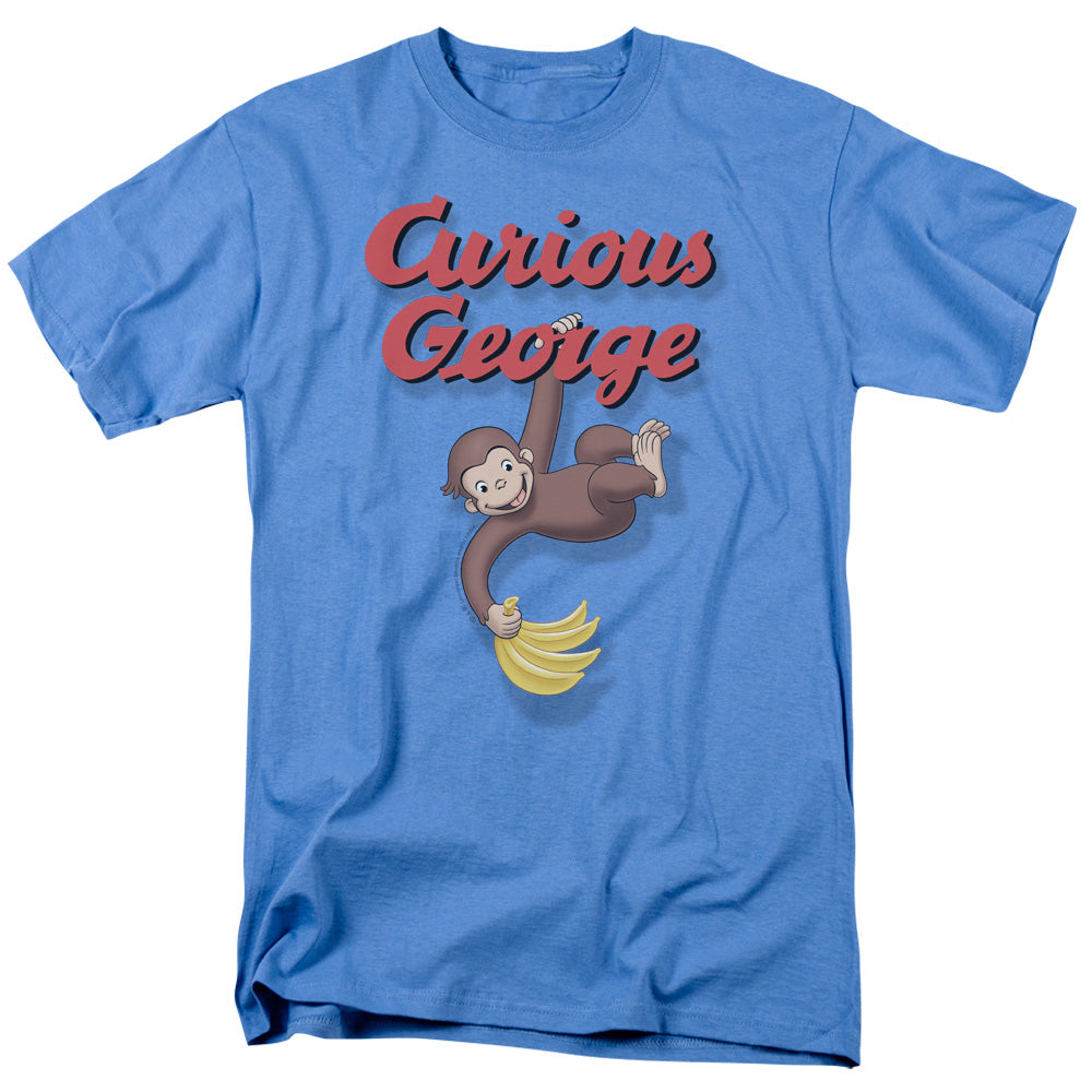 AN OFFCIALLY LICENSED CURIOUS GEORGE HANGIN OUT MEN'S REGULAR FIT T-SHIRT CAROLINA BLUE