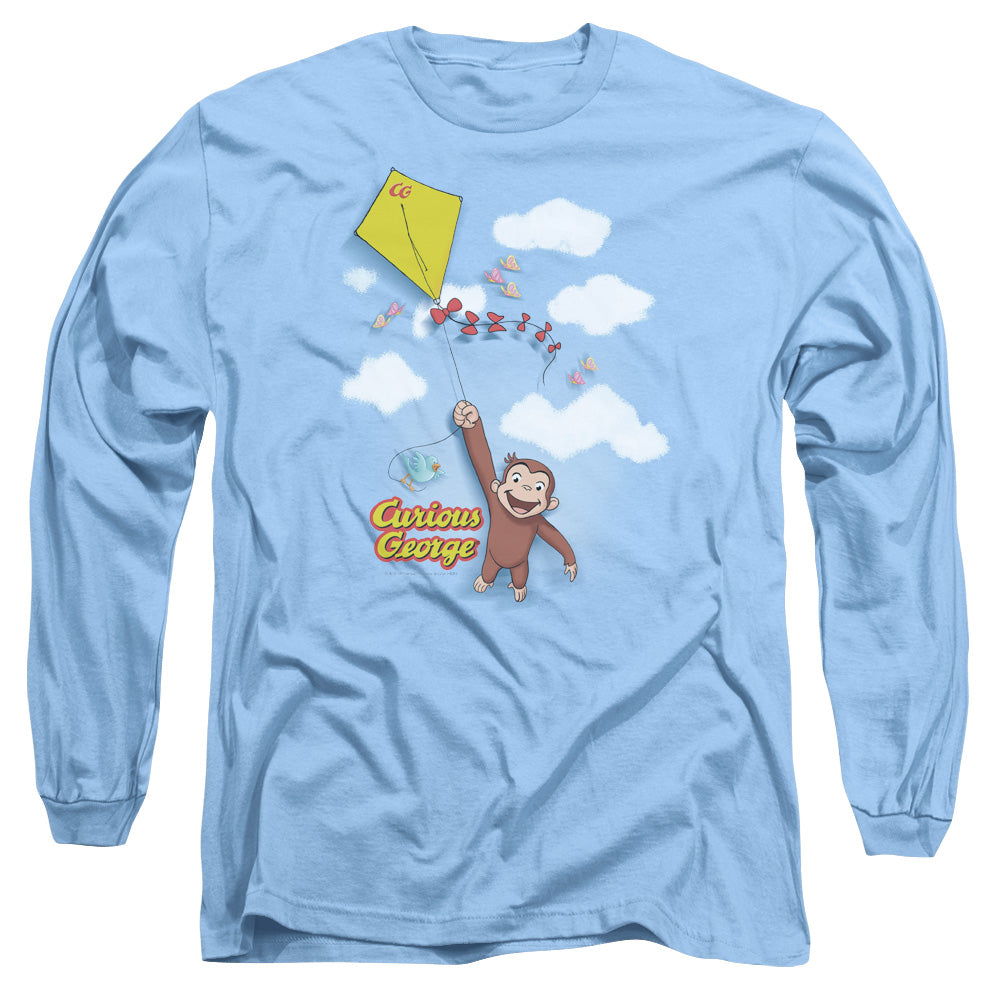 AN OFFCIALLY LICENSED CURIOUS GEORGE FLIGHT MEN'S LONG SLEEVE T-SHIRT CAROLINA BLUE
