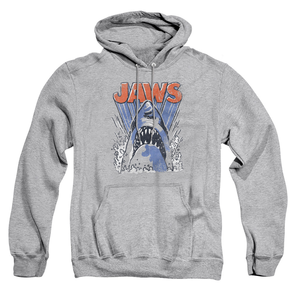 AN OFFCIALLY LICENSED JAWS COMIC SPLASH ADULT UNISEX PULLOVER HOODIE ATHLETIC HEATHER