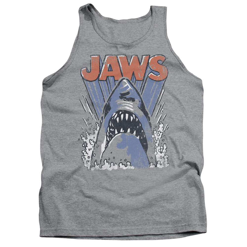 AN OFFCIALLY LICENSED JAWS COMIC SPLASH ADULT UNISEX TANK TOP ATHLETIC HEATHER