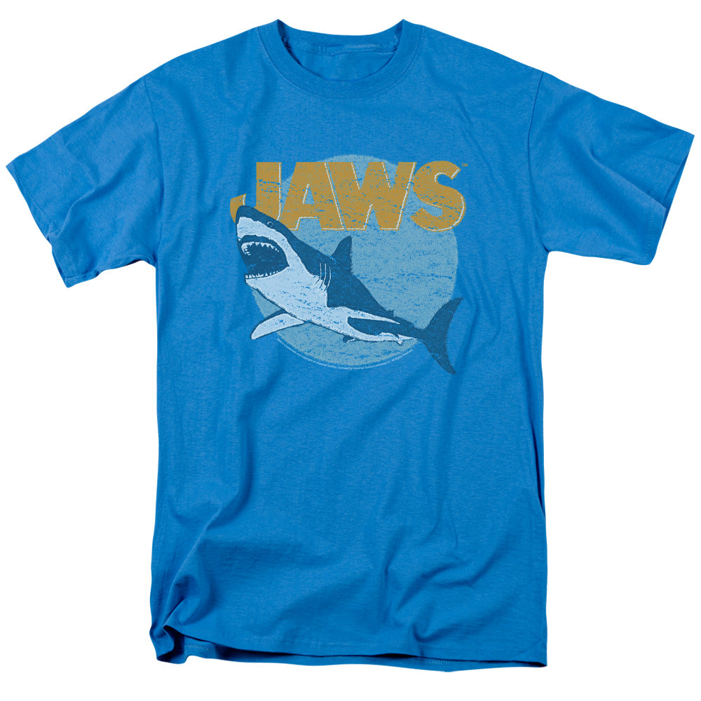 AN OFFCIALLY LICENSED JAWS DAY GLOW MEN'S REGULAR FIT T-SHIRT TURQUOISE