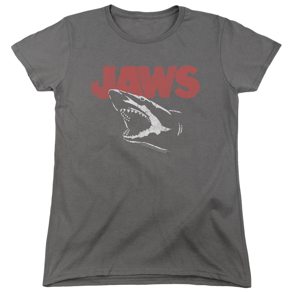 AN OFFCIALLY LICENSED JAWS CRACKED JAW WOMEN'S REGULAR FIT T-SHIRT CHARCOAL