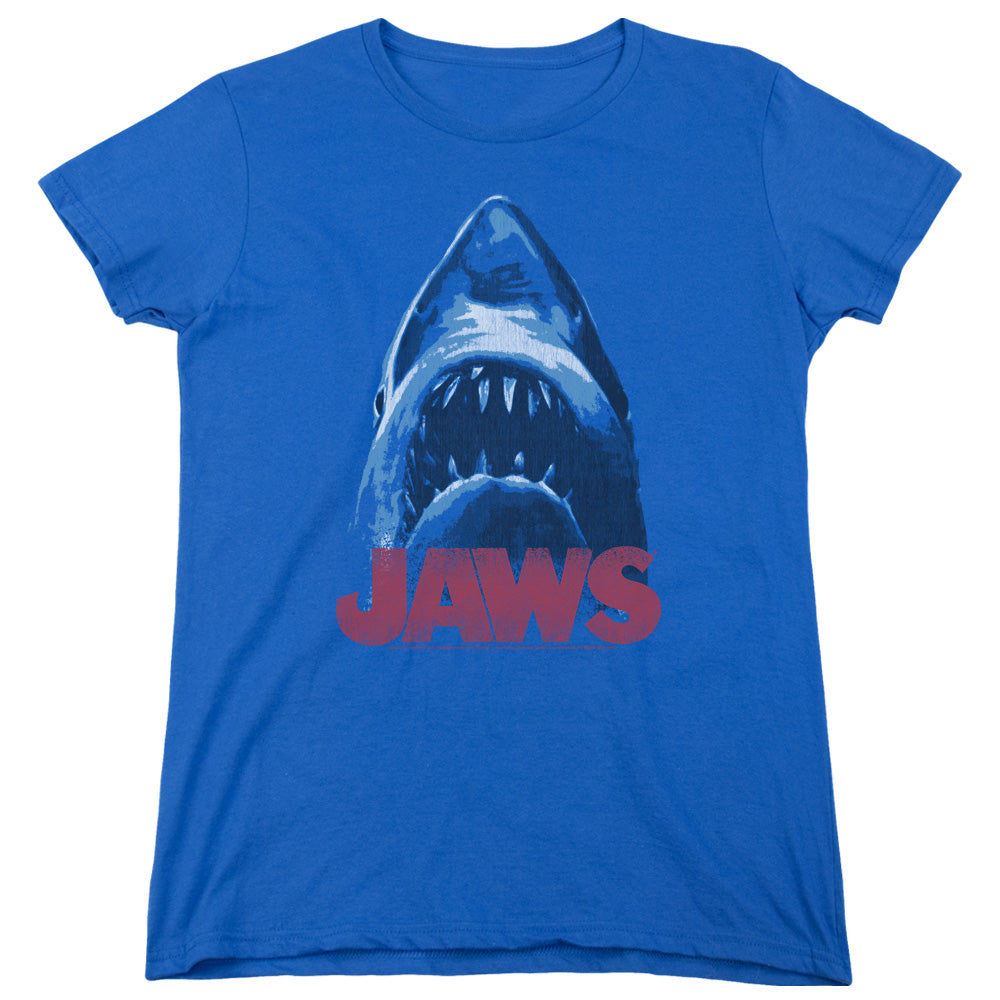 AN OFFCIALLY LICENSED JAWS FROM BELOW WOMEN'S REGULAR FIT T-SHIRT ROYAL
