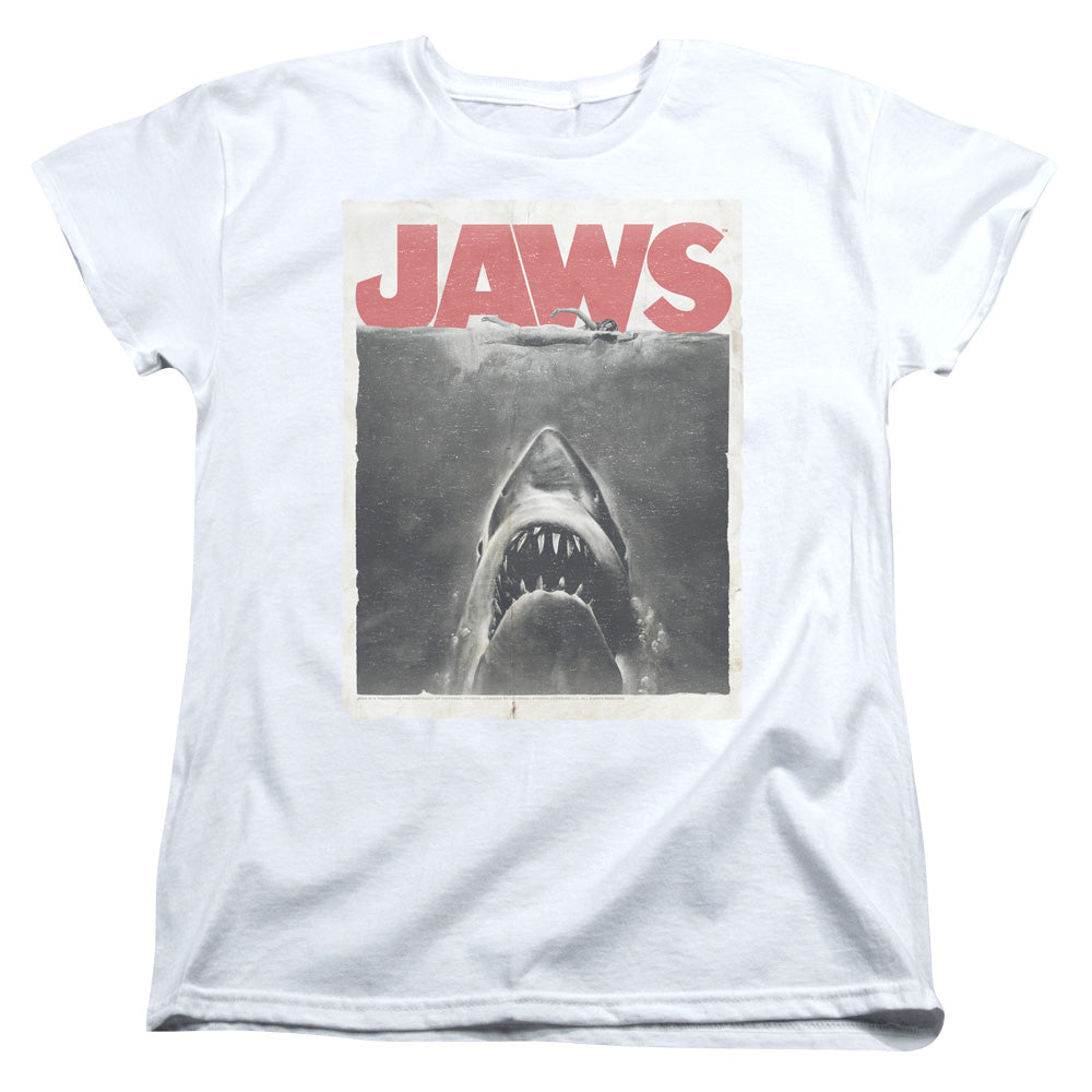 AN OFFCIALLY LICENSED JAWS CLASSIC FEAR WOMEN'S REGULAR FIT T-SHIRT WHITE