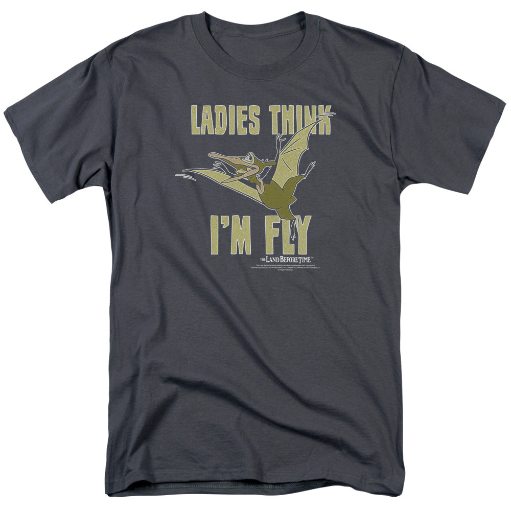 AN OFFCIALLY LICENSED LAND BEFORE TIME IM FLY MEN'S REGULAR FIT T-SHIRT CHARCOAL