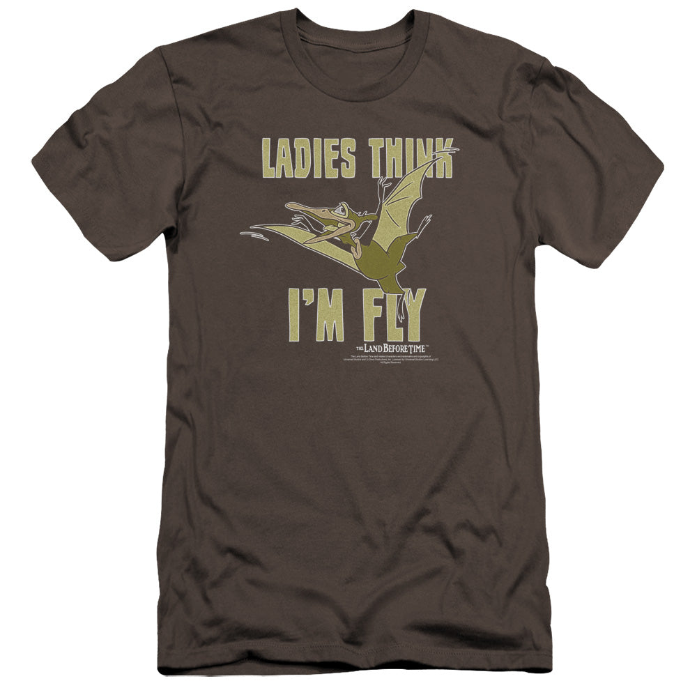 AN OFFCIALLY LICENSED LAND BEFORE TIME IM FLY MEN'S PREMIUM SLIM FIT T-SHIRT CHARCOAL