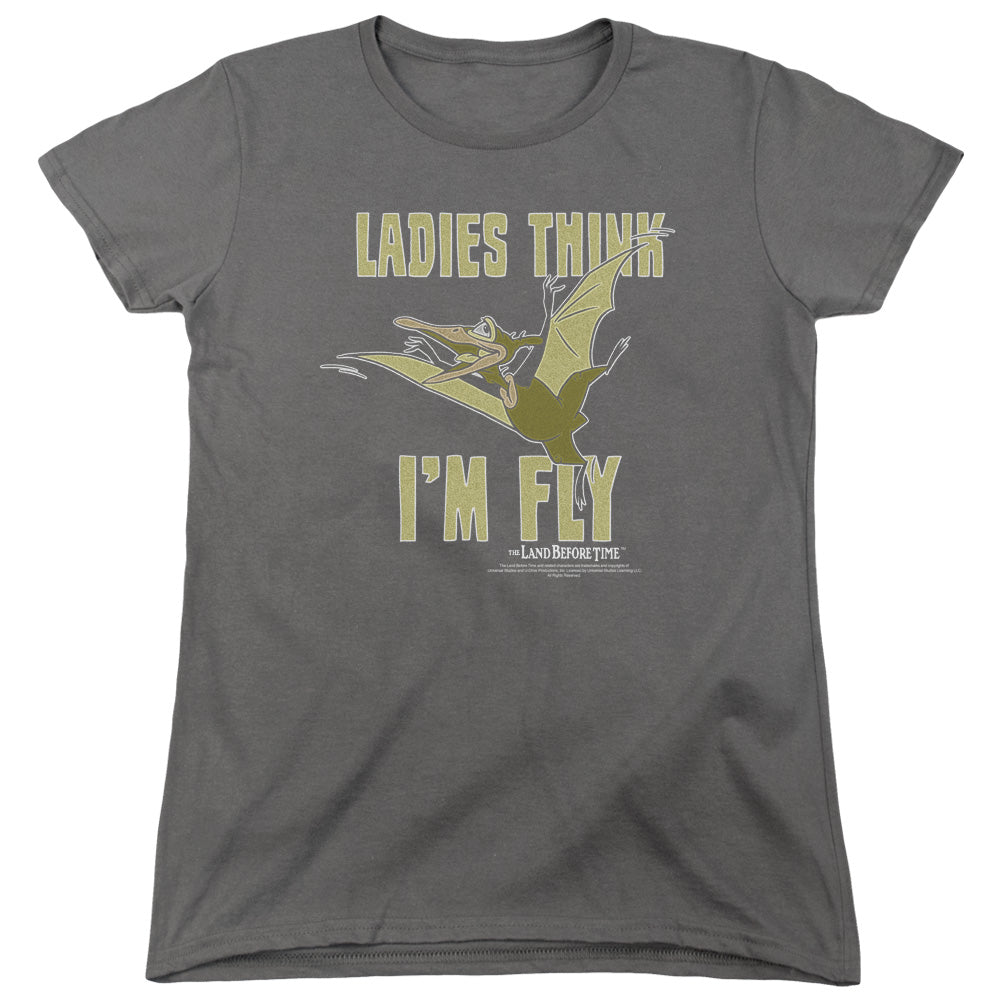 AN OFFCIALLY LICENSED LAND BEFORE TIME IM FLY WOMEN'S REGULAR FIT T-SHIRT CHARCOAL