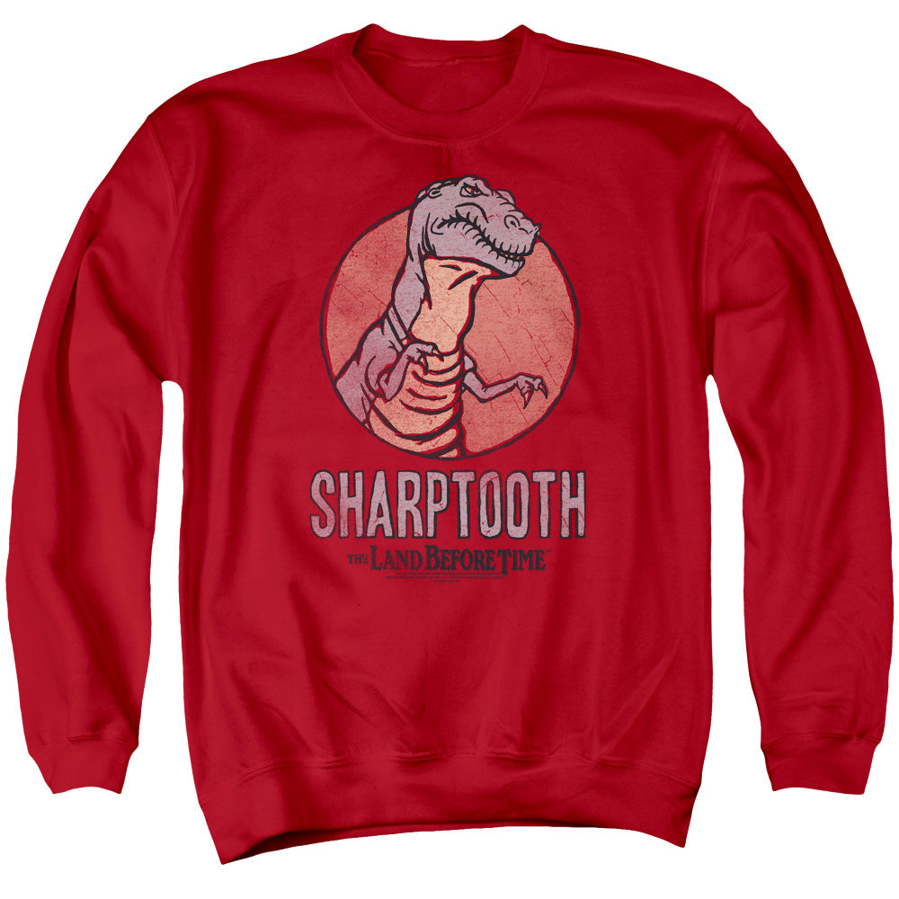AN OFFCIALLY LICENSED LAND BEFORE TIME SHARPTOOTH ADULT UNISEX CREWNECK SWEATSHIRT RED