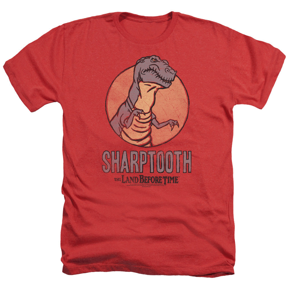 AN OFFCIALLY LICENSED LAND BEFORE TIME SHARPTOOTH MEN'S HEATHER T-SHIRT RED