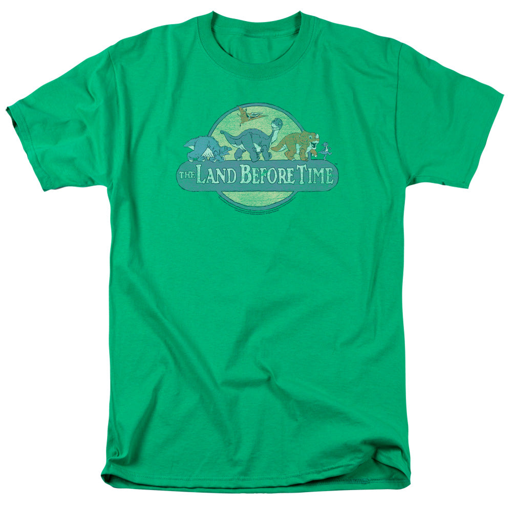 AN OFFCIALLY LICENSED LAND BEFORE TIME RETRO LOGO MEN'S REGULAR FIT T-SHIRT KELLY GREEN