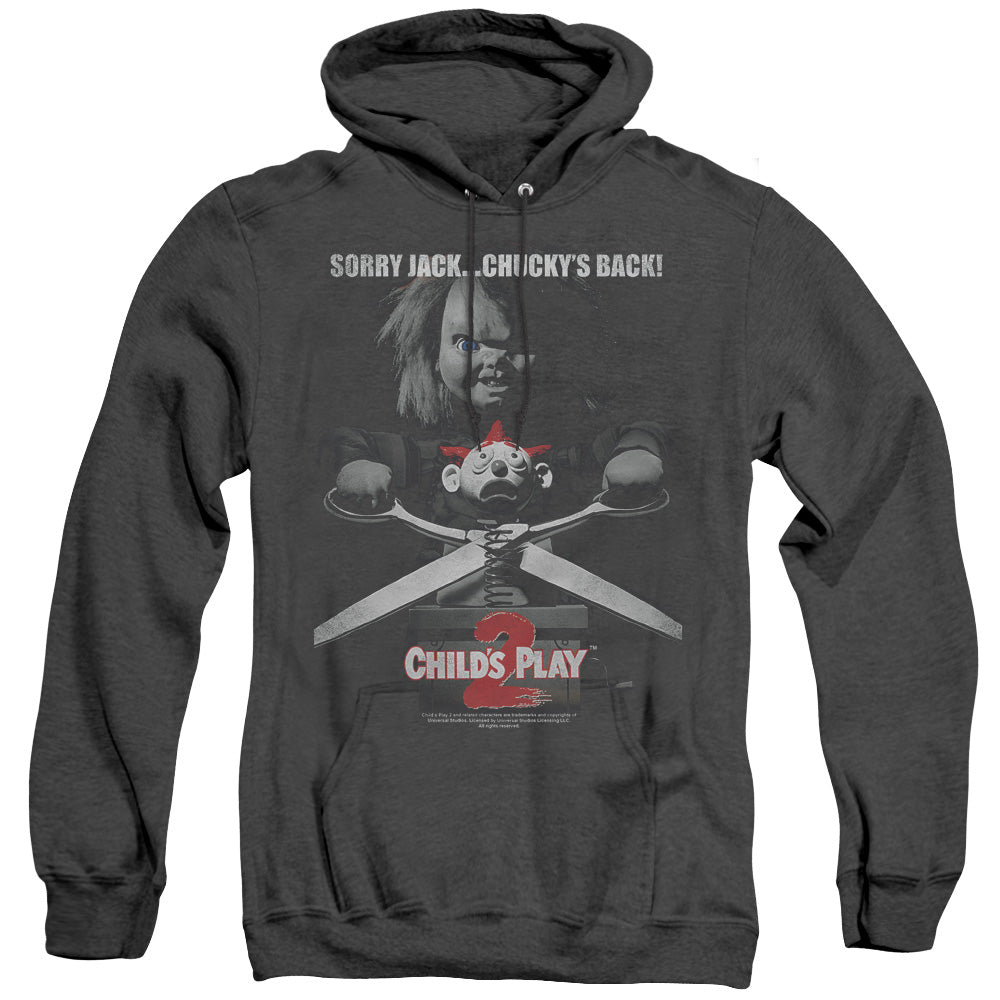 AN OFFCIALLY LICENSED CHILDS PLAY 2 JACK POSTER ADULT UNISEX HEATHER PULLOVER HOODIE BLACK