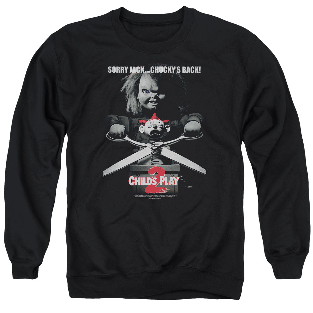 AN OFFCIALLY LICENSED CHILDS PLAY 2 JACK POSTER ADULT UNISEX CREWNECK SWEATSHIRT BLACK