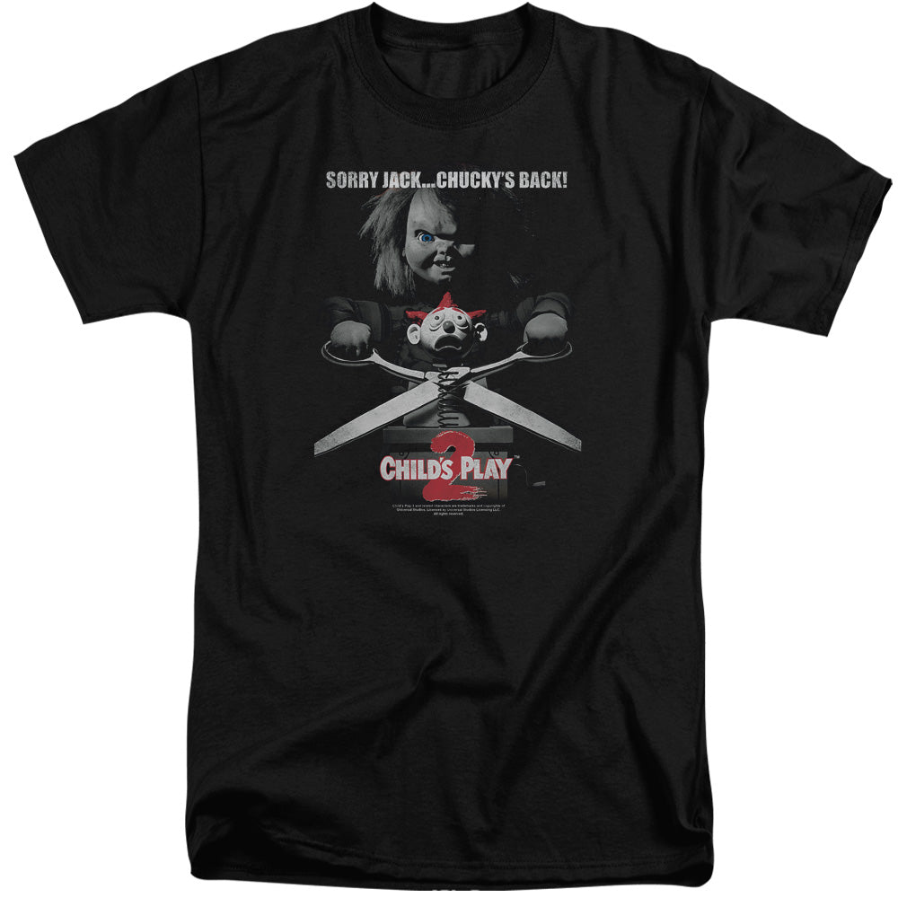 AN OFFCIALLY LICENSED CHILDS PLAY 2 JACK POSTER MEN'S TALL FIT T-SHIRT BLACK