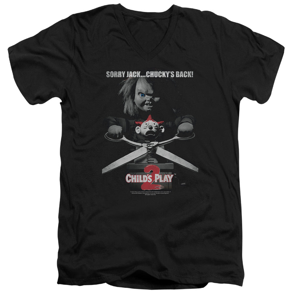 AN OFFCIALLY LICENSED CHILDS PLAY 2 JACK POSTER MEN'S V-NECK T-SHIRT BLACK