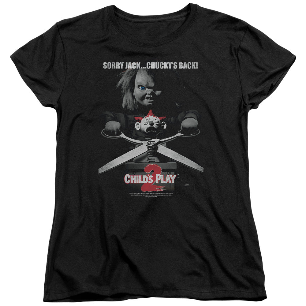 AN OFFCIALLY LICENSED CHILDS PLAY 2 JACK POSTER WOMEN'S REGULAR FIT T-SHIRT BLACK