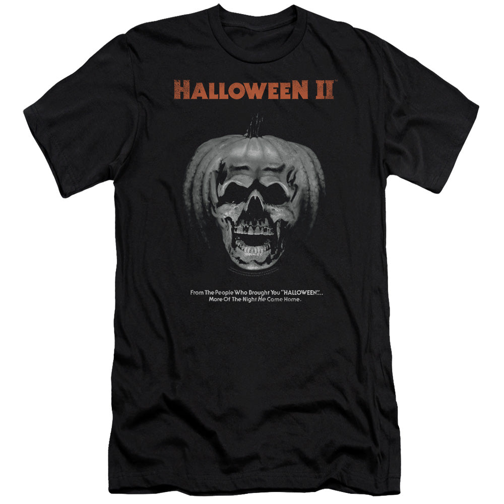 AN OFFCIALLY LICENSED HALLOWEEN II PUMPKIN POSTER MEN'S PREMIUM SLIM FIT T-SHIRT BLACK