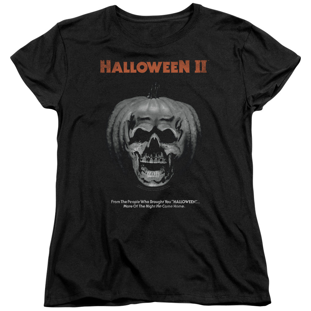 AN OFFCIALLY LICENSED HALLOWEEN II PUMPKIN POSTER WOMEN'S REGULAR FIT T-SHIRT BLACK