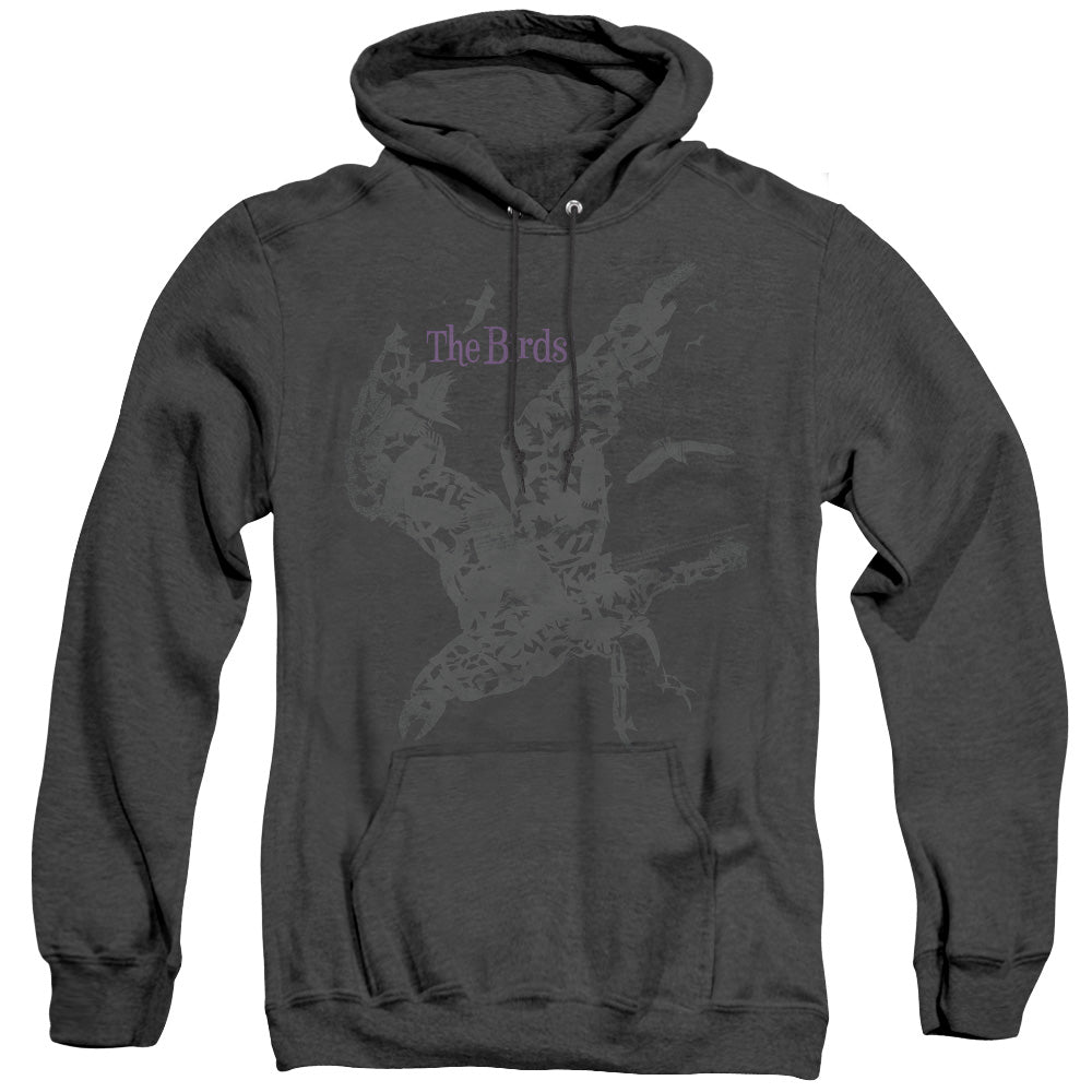 AN OFFCIALLY LICENSED BIRDS POSTER ADULT UNISEX HEATHER PULLOVER HOODIE BLACK