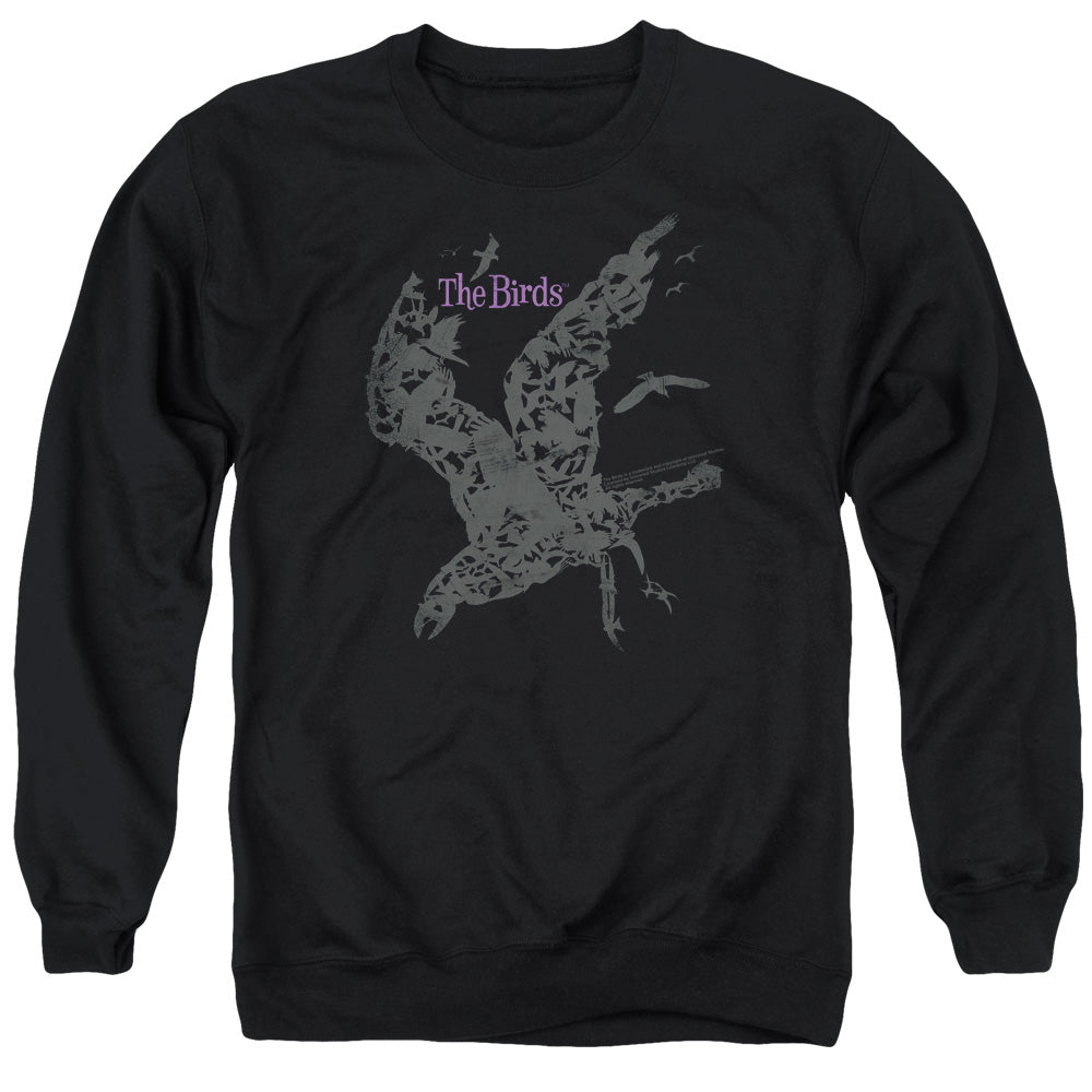 AN OFFCIALLY LICENSED BIRDS POSTER ADULT UNISEX CREWNECK SWEATSHIRT BLACK