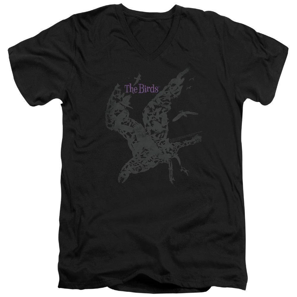 AN OFFCIALLY LICENSED BIRDS POSTER MEN'S V-NECK T-SHIRT BLACK