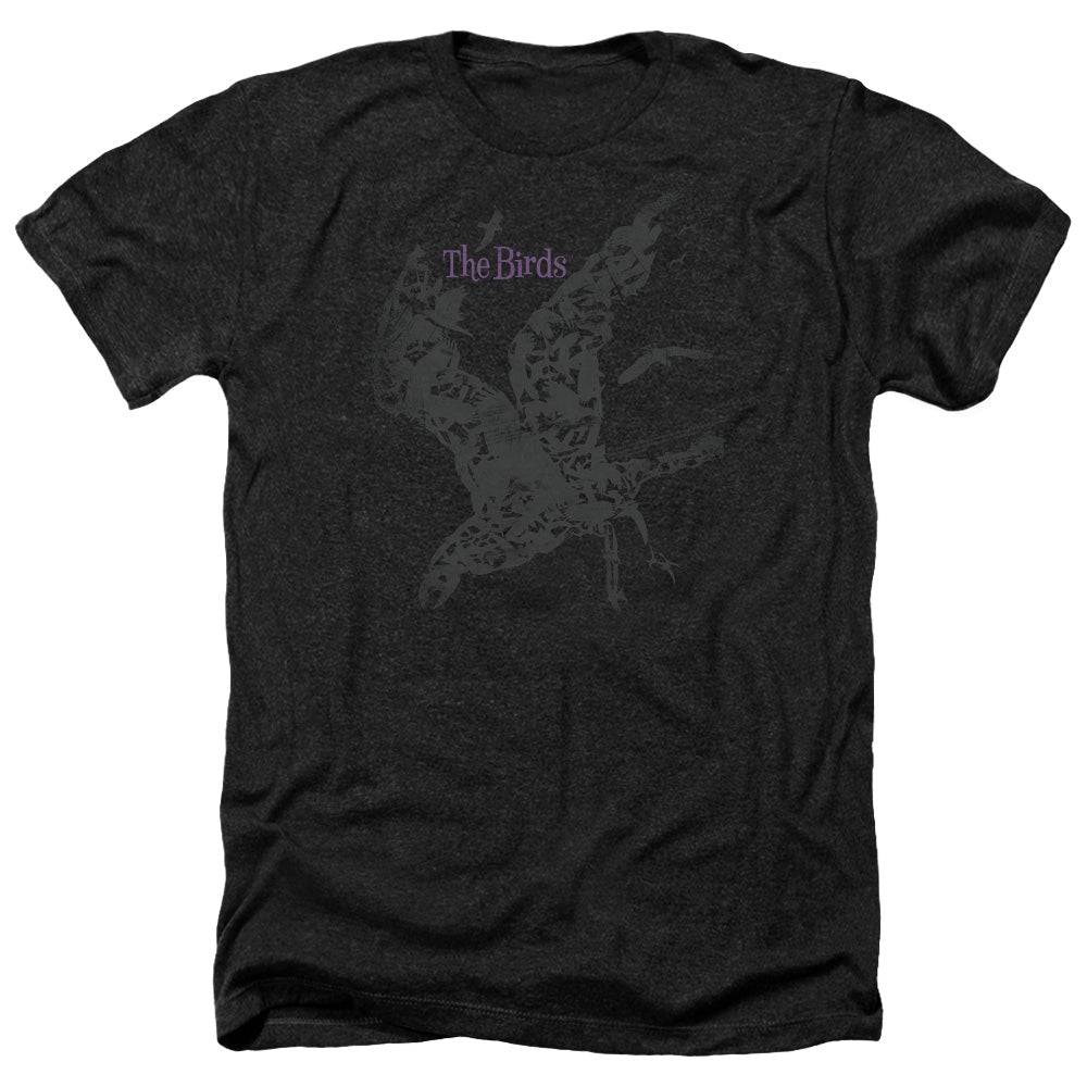 AN OFFCIALLY LICENSED BIRDS POSTER MEN'S HEATHER T-SHIRT CHARCOAL