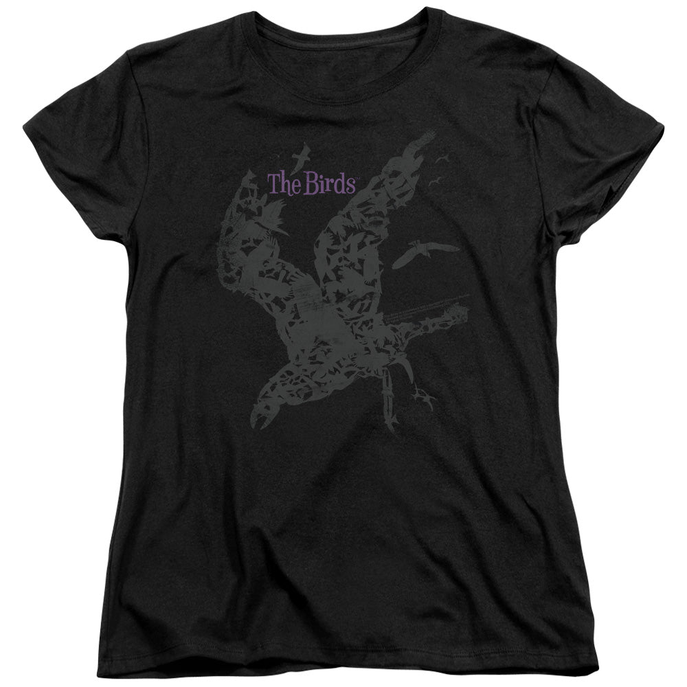 AN OFFCIALLY LICENSED BIRDS POSTER WOMEN'S REGULAR FIT T-SHIRT BLACK