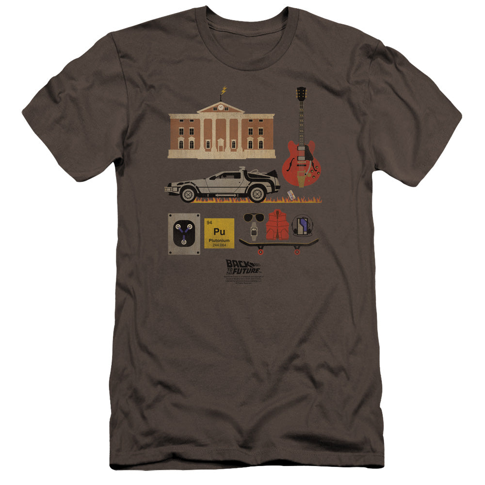 AN OFFCIALLY LICENSED BACK TO THE FUTURE ITEMS MEN'S PREMIUM SLIM FIT T-SHIRT CHARCOAL