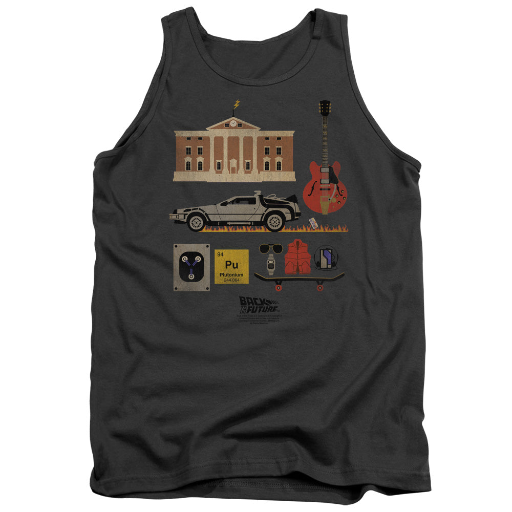 AN OFFCIALLY LICENSED BACK TO THE FUTURE ITEMS ADULT UNISEX TANK TOP CHARCOAL