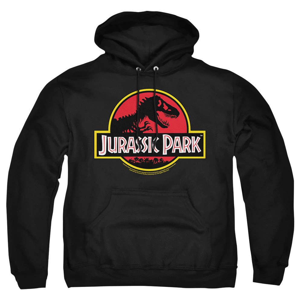 AN OFFCIALLY LICENSED JURASSIC PARK CLASSIC LOGO ADULT UNISEX PULLOVER HOODIE BLACK
