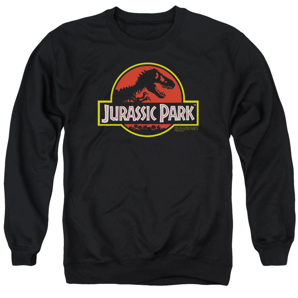 AN OFFCIALLY LICENSED JURASSIC PARK CLASSIC LOGO ADULT UNISEX CREWNECK SWEATSHIRT BLACK