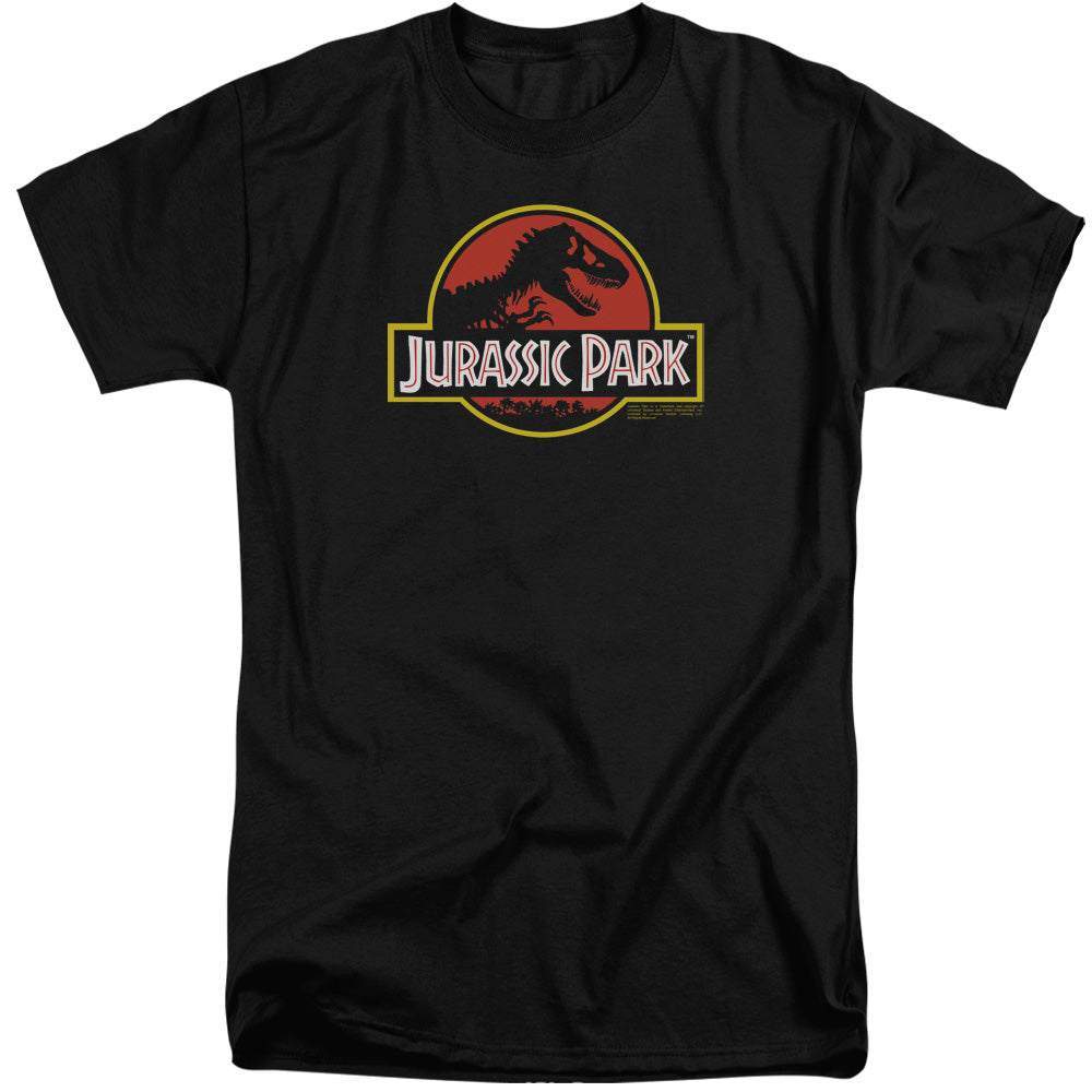 AN OFFCIALLY LICENSED JURASSIC PARK CLASSIC LOGO MEN'S TALL FIT T-SHIRT BLACK