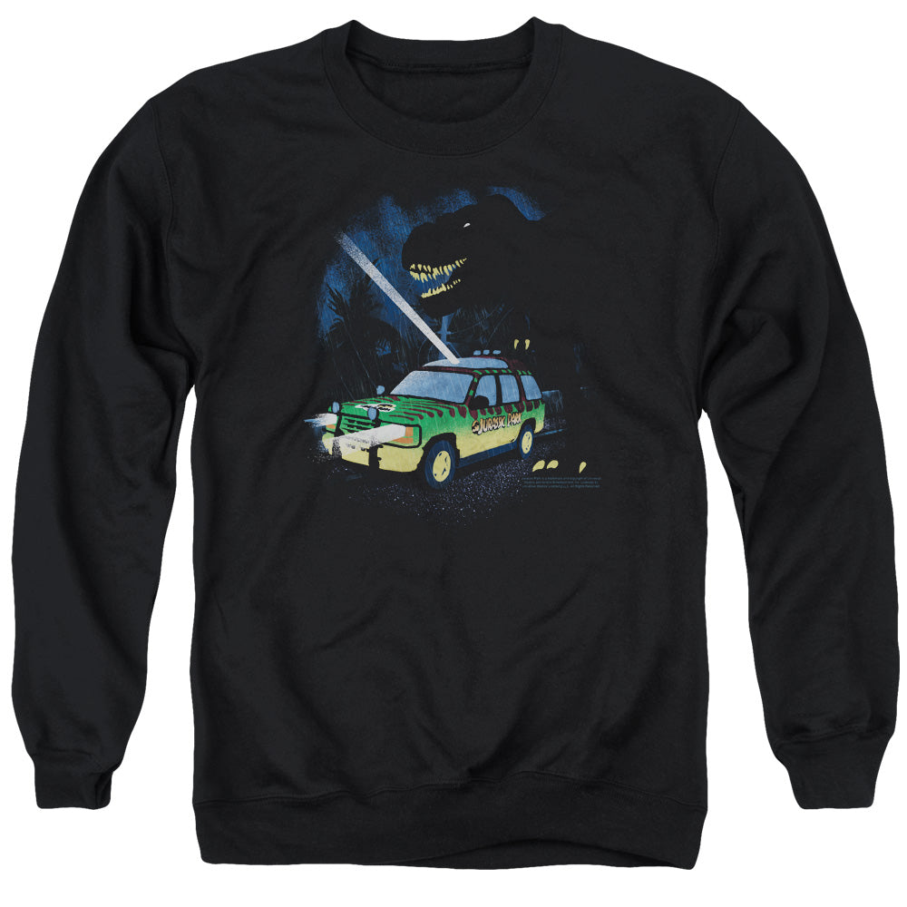 AN OFFCIALLY LICENSED JURASSIC PARK TURN IT OFF ADULT UNISEX CREWNECK SWEATSHIRT BLACK