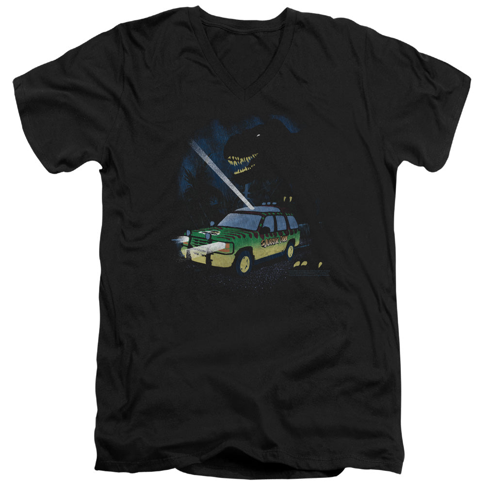 AN OFFCIALLY LICENSED JURASSIC PARK TURN IT OFF MEN'S V-NECK T-SHIRT BLACK