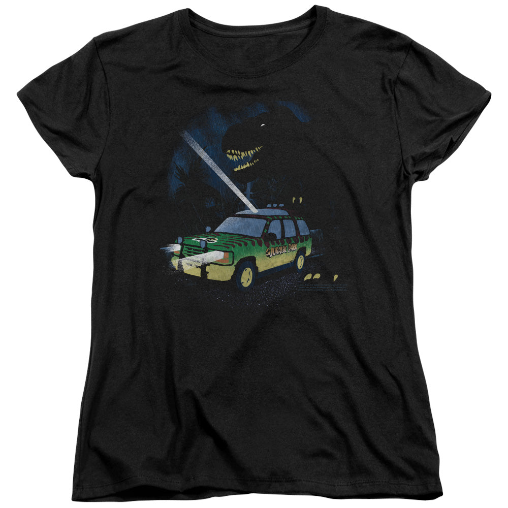 AN OFFCIALLY LICENSED JURASSIC PARK TURN IT OFF WOMEN'S REGULAR FIT T-SHIRT BLACK