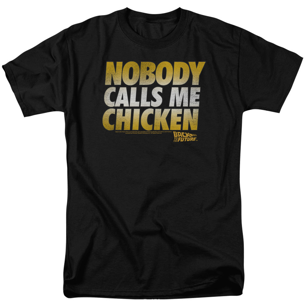 AN OFFCIALLY LICENSED BACK TO THE FUTURE CHICKEN MEN'S REGULAR FIT T-SHIRT BLACK
