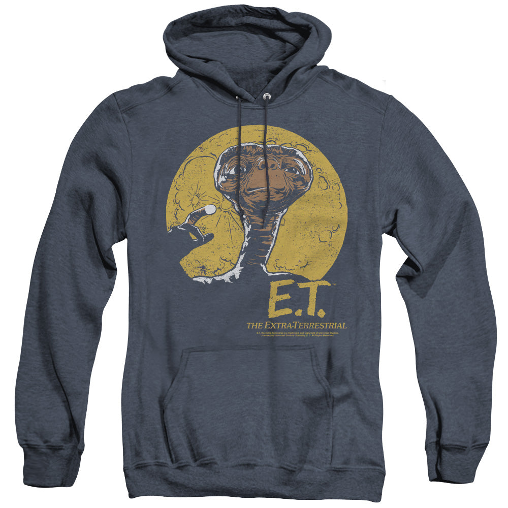 AN OFFCIALLY LICENSED ET MOON FRAME ADULT UNISEX HEATHER PULLOVER HOODIE NAVY