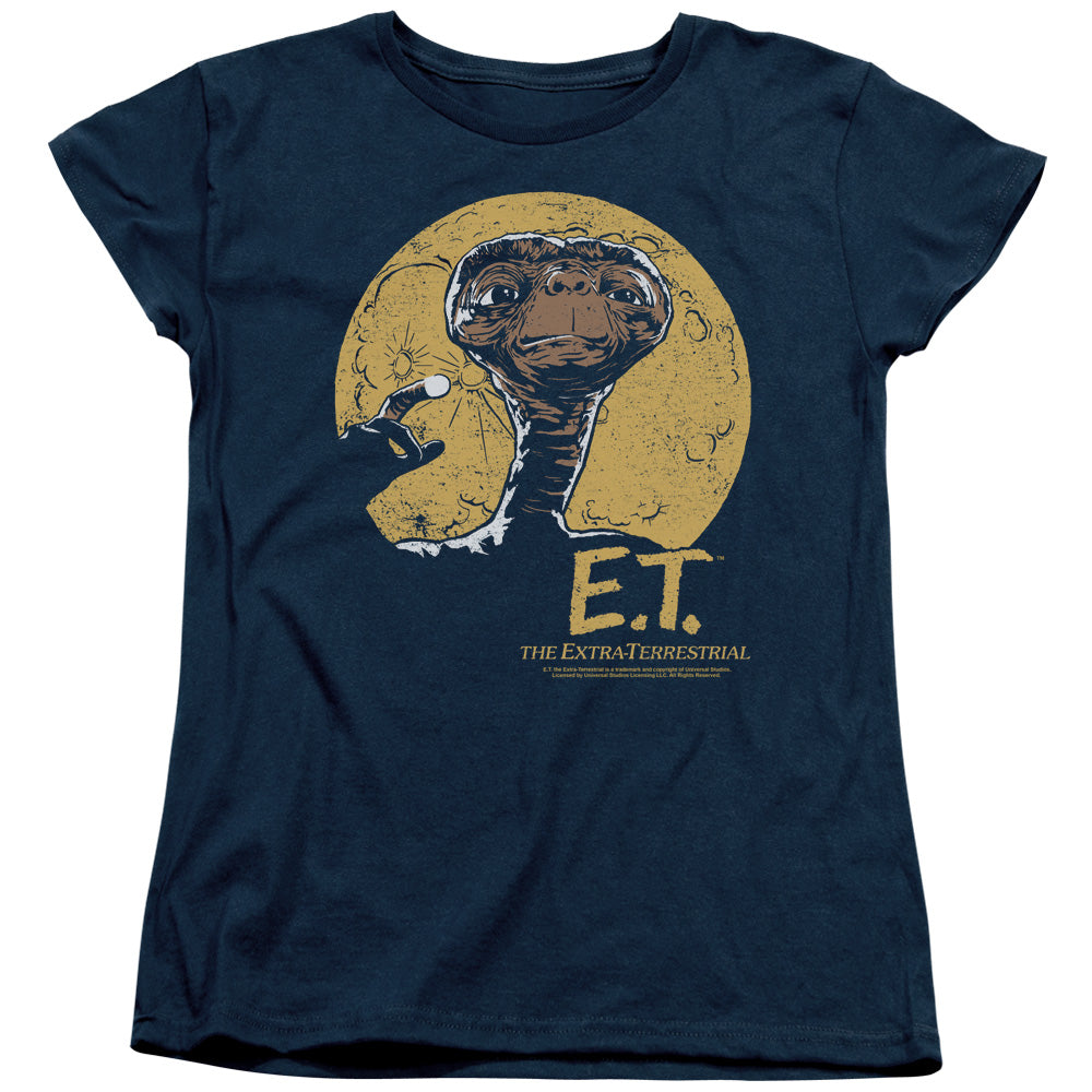 AN OFFCIALLY LICENSED ET MOON FRAME WOMEN'S REGULAR FIT T-SHIRT NAVY