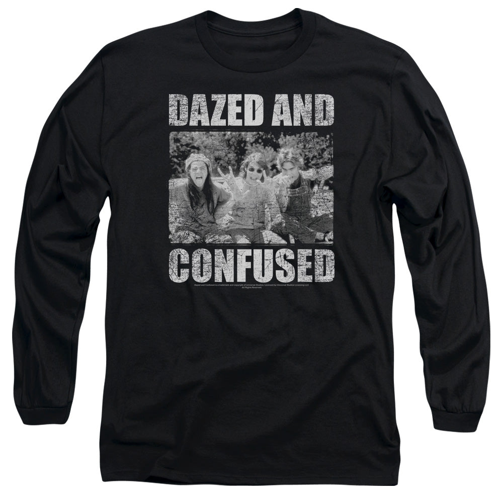 AN OFFCIALLY LICENSED DAZED AND CONFUSED ROCK ON MEN'S LONG SLEEVE T-SHIRT BLACK