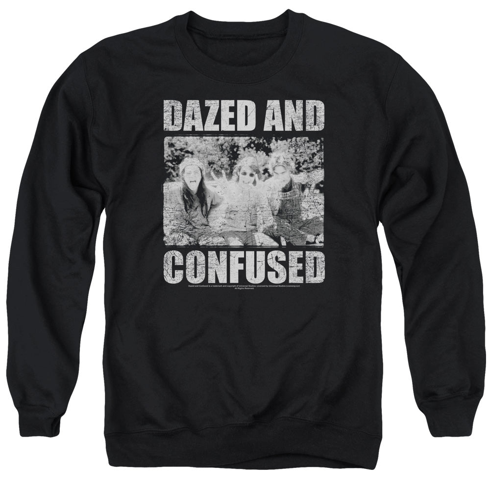 AN OFFCIALLY LICENSED DAZED AND CONFUSED ROCK ON ADULT UNISEX CREWNECK SWEATSHIRT BLACK