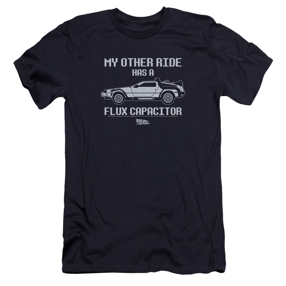 AN OFFCIALLY LICENSED BACK TO THE FUTURE OTHER RIDE MEN'S PREMIUM SLIM FIT T-SHIRT NAVY