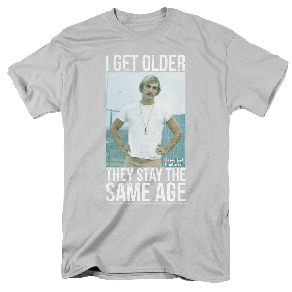 AN OFFCIALLY LICENSED DAZED AND CONFUSED I GET OLDER MEN'S REGULAR FIT T-SHIRT SILVER