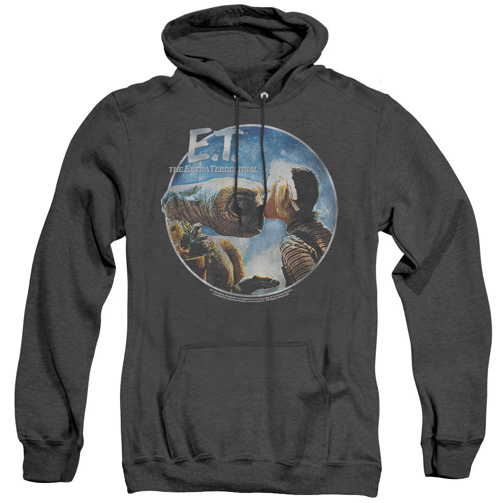 AN OFFCIALLY LICENSED ET GERTIE KISSES ADULT UNISEX HEATHER PULLOVER HOODIE BLACK
