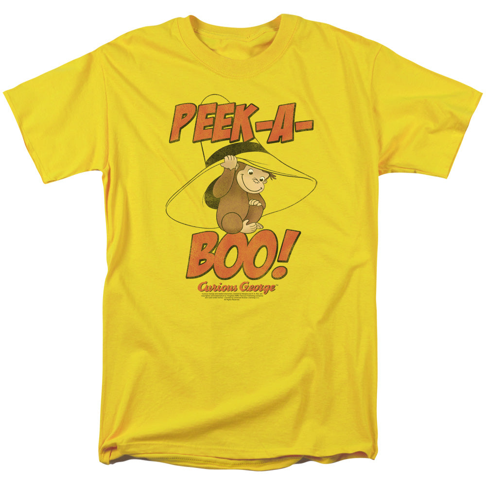 AN OFFCIALLY LICENSED CURIOUS GEORGE PEEK A BOO MEN'S REGULAR FIT T-SHIRT YELLOW