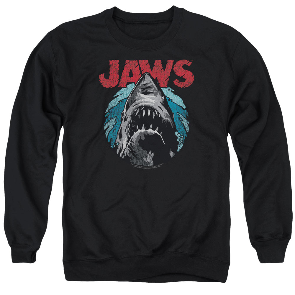 AN OFFCIALLY LICENSED JAWS WATER CIRCLE ADULT UNISEX CREWNECK SWEATSHIRT BLACK