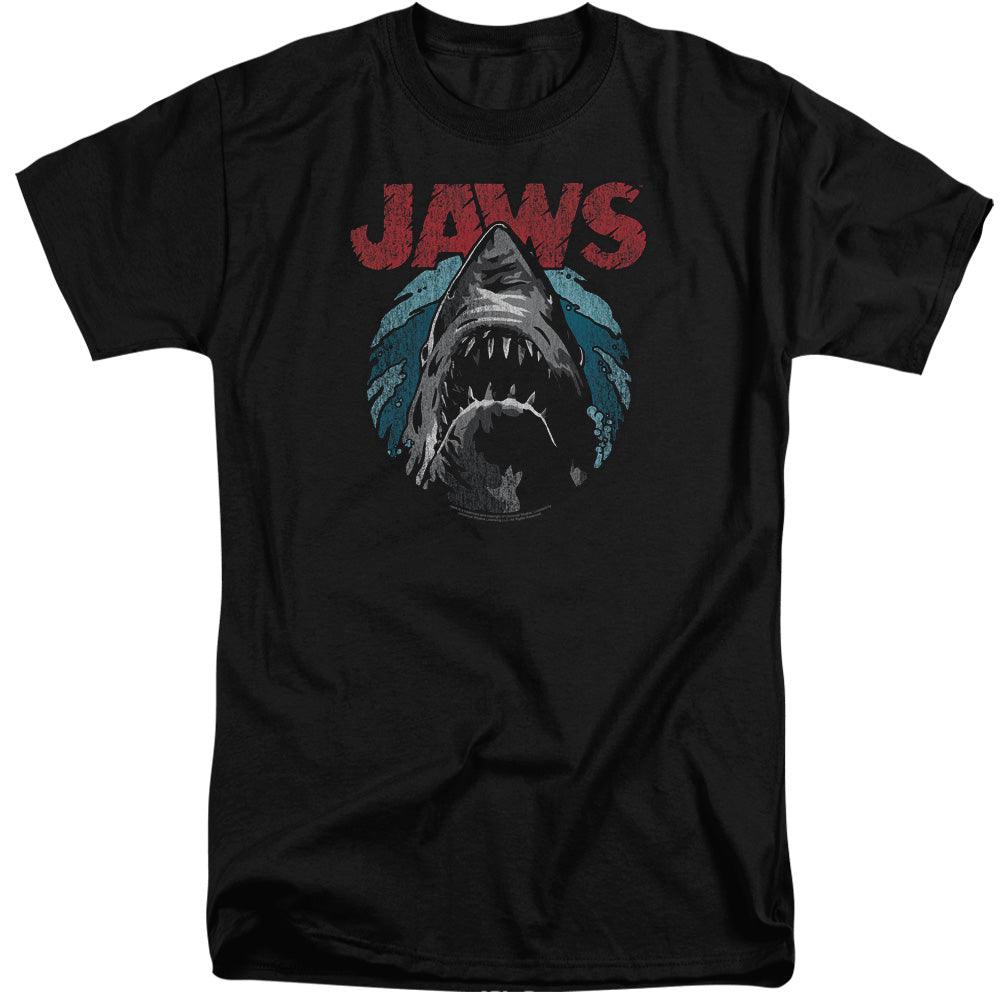 AN OFFCIALLY LICENSED JAWS WATER CIRCLE MEN'S TALL FIT T-SHIRT BLACK