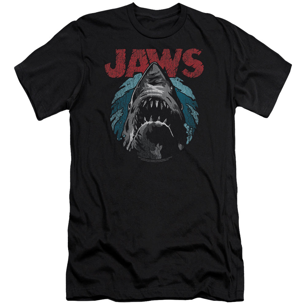 AN OFFCIALLY LICENSED JAWS WATER CIRCLE MEN'S PREMIUM SLIM FIT T-SHIRT BLACK