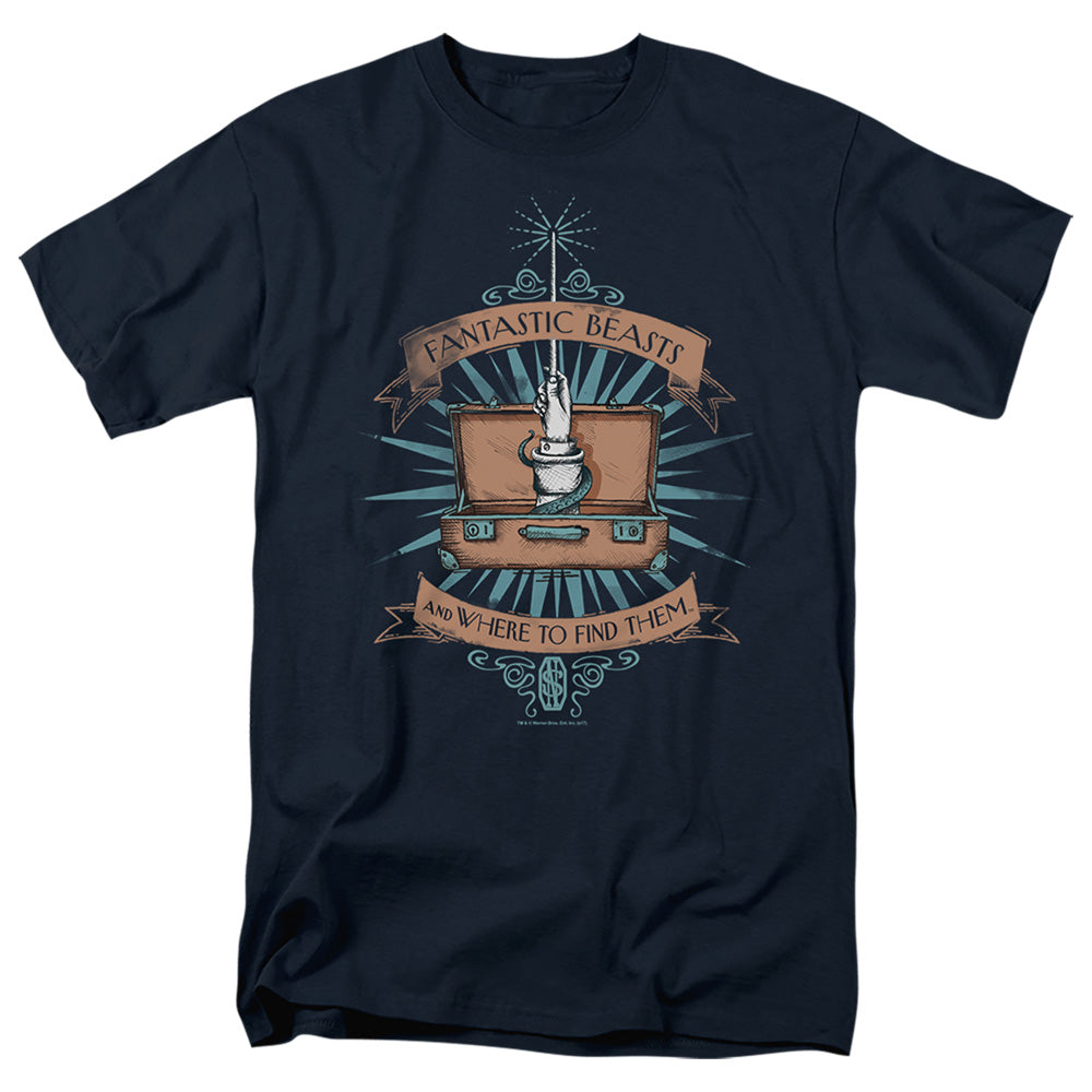 AN OFFCIALLY LICENSED FANTASTIC BEASTS BRIEFCASE MEN'S REGULAR FIT T-SHIRT NAVY