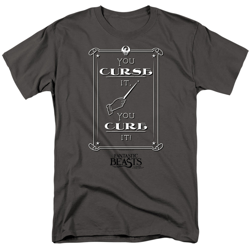 AN OFFCIALLY LICENSED FANTASTIC BEASTS CURSE IT MEN'S REGULAR FIT T-SHIRT CHARCOAL