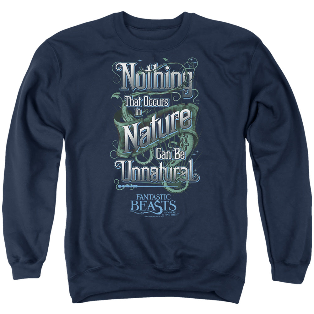 AN OFFCIALLY LICENSED FANTASTIC BEASTS UNNATURAL ADULT UNISEX CREWNECK SWEATSHIRT NAVY