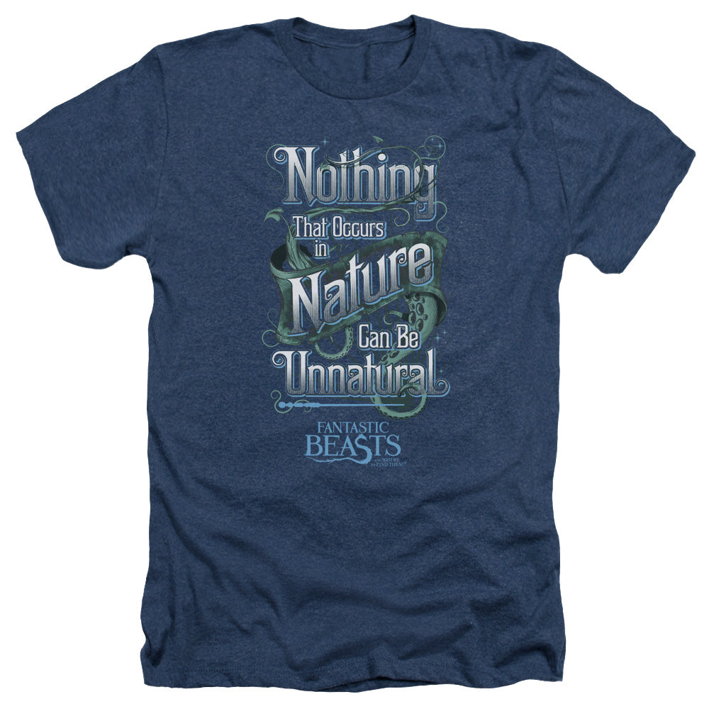AN OFFCIALLY LICENSED FANTASTIC BEASTS UNNATURAL MEN'S HEATHER T-SHIRT NAVY
